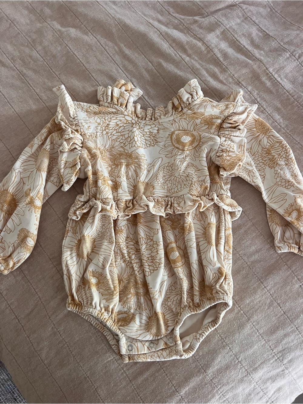kate quinn Cream and Gold Floral Ruffle Bubble
